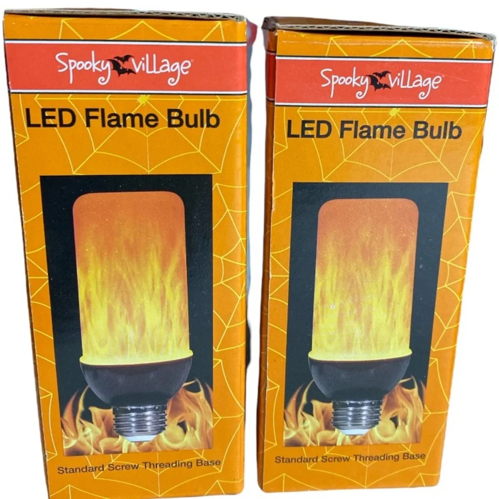 LED Flame Effect Light Bulb 2 Pack Natural Flame Standard Threading Spooky Ville